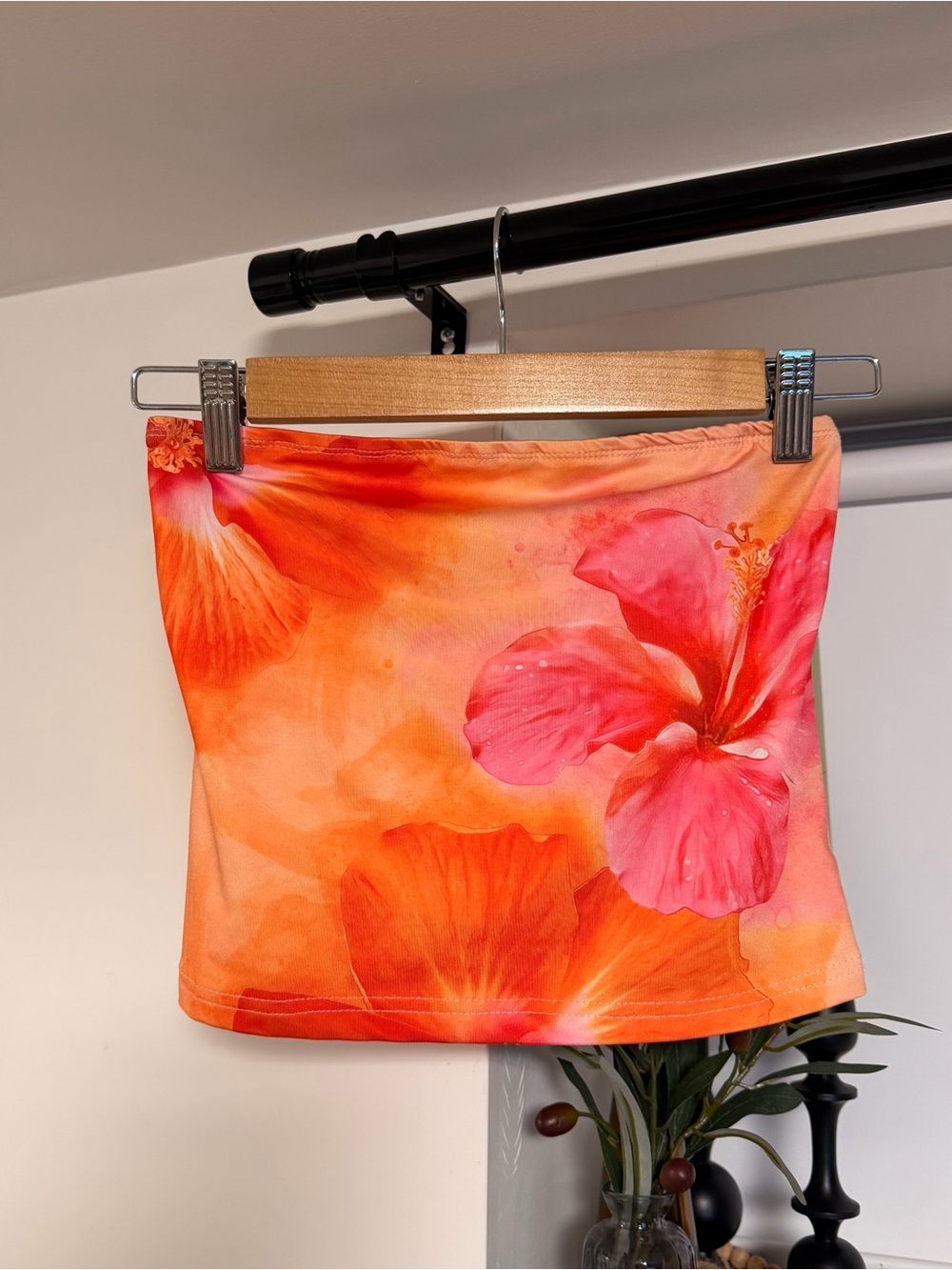 Floral Orange-Pink Tube Top NEW